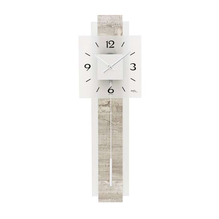 Pendelwanduhr Holz, Aluminium/Betonstruktur - UG100876