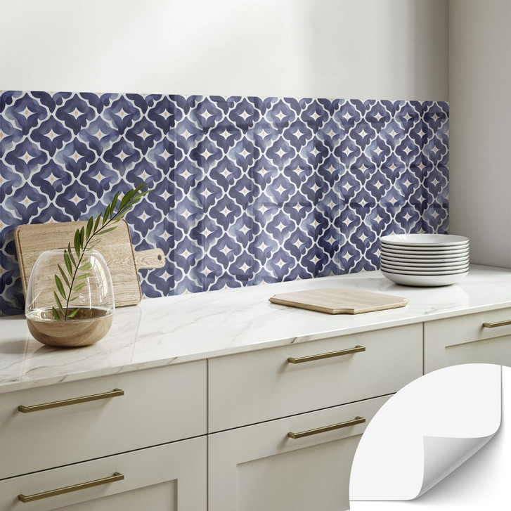 Selbstklebende Küchenrückwand Aquarell Blumen blau - Treechild - WA428903