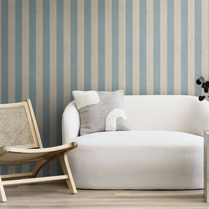 Streifentapete Hellblau Beige – Klassisches Streifenmuster matt – Vliestapete modern - WA465572