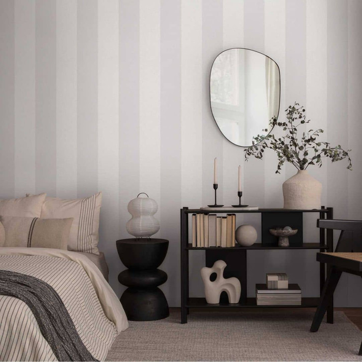 Streifentapete Silbergrau Weissgrau – Vliestapete mit Struktur edel & modern - WA465259