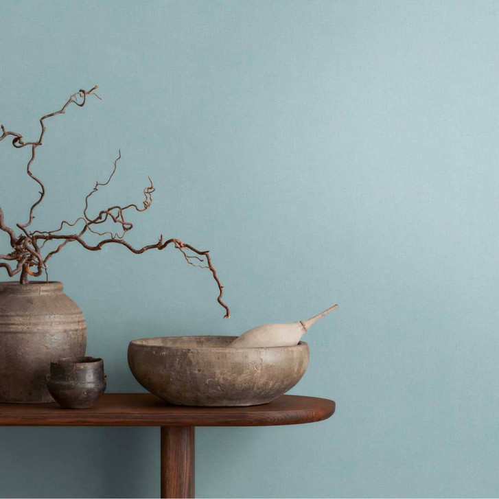 Unitapete mit feiner Struktur Hellblau – Vliestapete in dezenter Textiloptik - WA465249