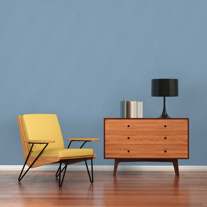 Unitapete mit Strukturmuster Blau - Tapete mit Gewebe-Optik - WA396702