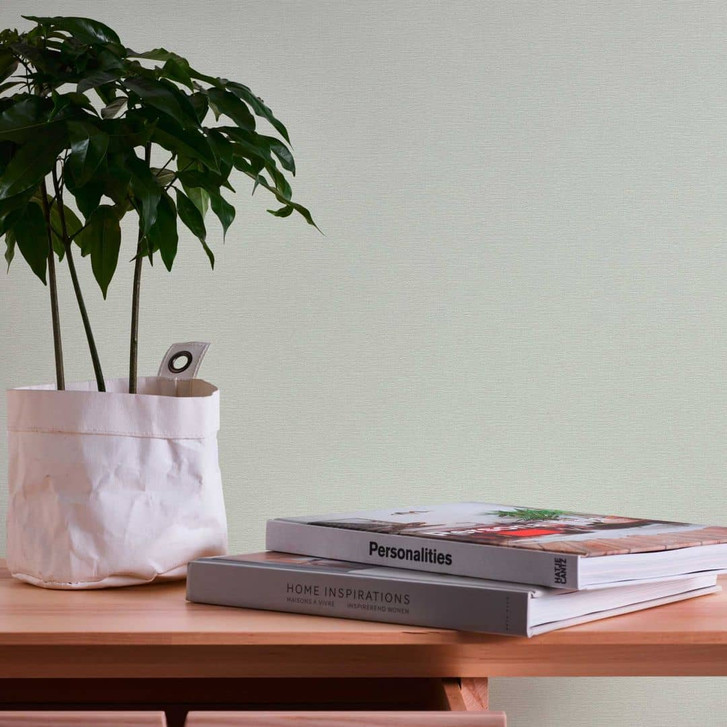 Vliestapete Leinen-Look Grün - Tapete in Gewebe-Optik - Tapete mit Struktur - WA396971