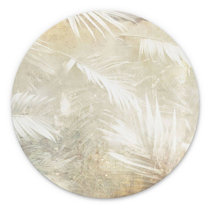 Wandbild Abstrakte weisse Palmenblätter - Kulik - Rund - Alu-Dibond - WA422176