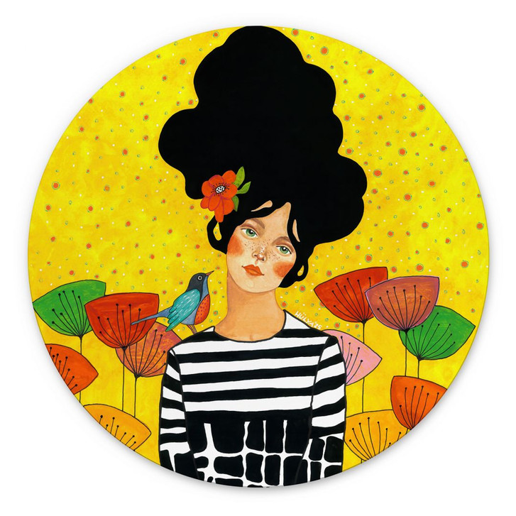 Wandbild Blumenmädchen im Sommergarten - Hülya - Alu-Dibond Rund - WA484947