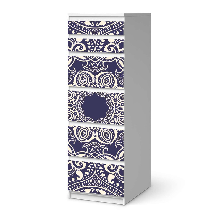 Klebefolie IKEA Malm Kommode 6 Schubladen (schmal) - Blue Mandala - CR111605