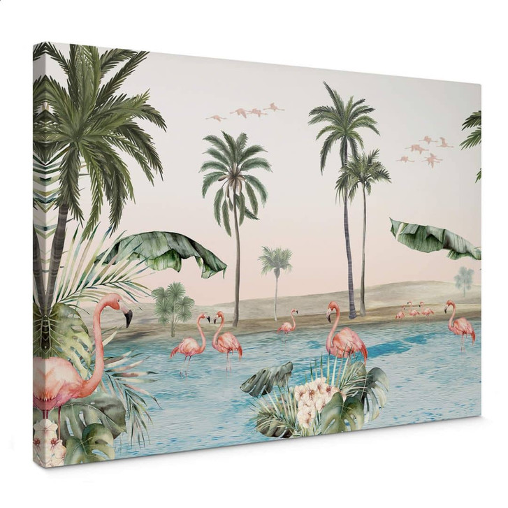 Leinwandbild Kikki Belle - Flamingo Oase - WA334439