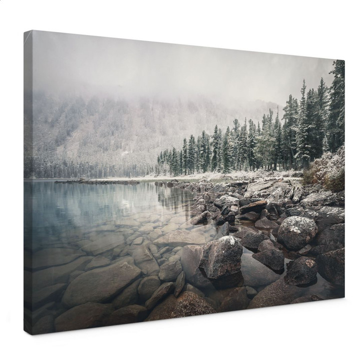 Leinwandbild Winterwald am See - Rostovskiy - WA496068