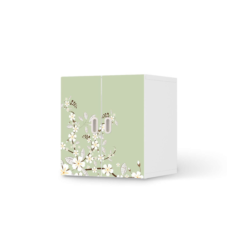 Möbelfolie IKEA Stuva / Fritids Schrank - 2 kleine Türen - White Blossoms - CR118927