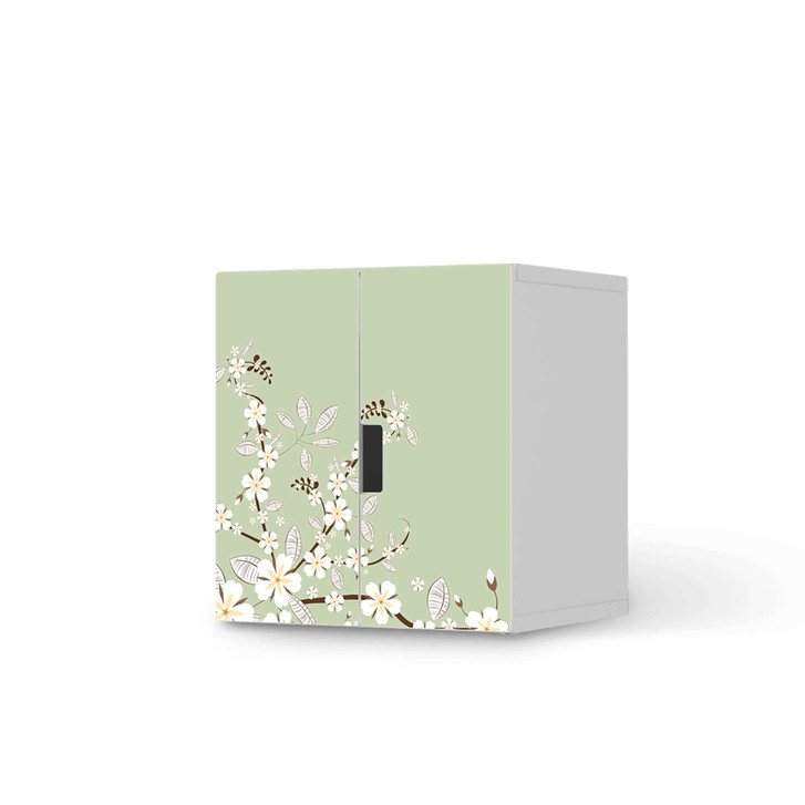 Möbelfolie IKEA Stuva / Malad Schrank - 2 kleine Türen - White Blossoms - CR119067