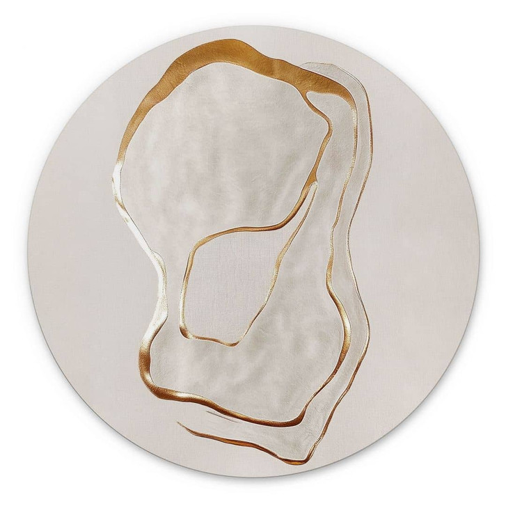 Wandbild Abstrakte Line Art in Gold und Beige - Alu-Dibond - Alma - Rund - WA491542