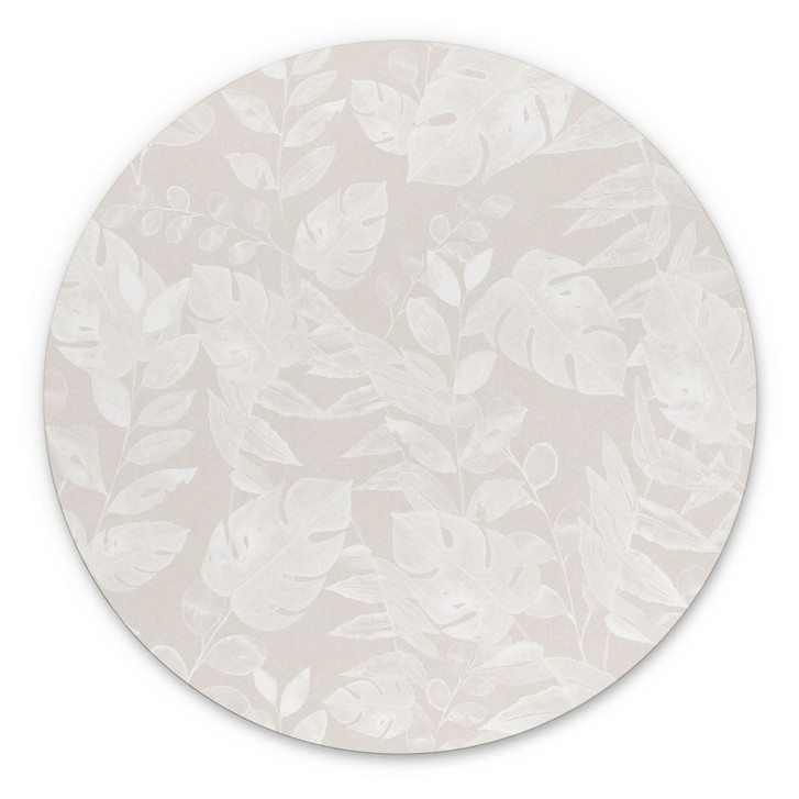 Wandbild Tropische Blätter Beige - Bloomery Decor - Alu-Dibond Rund - WA491757