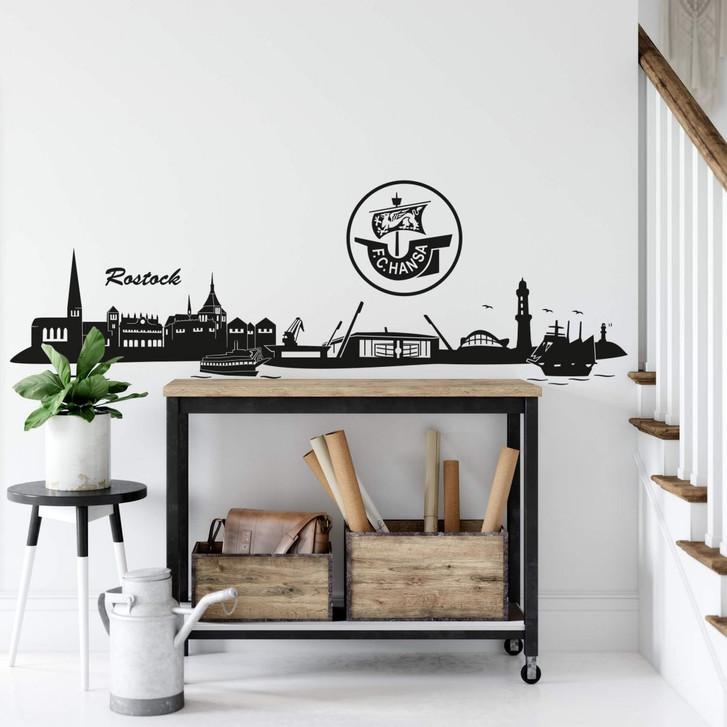 Wandtattoo Hansa Rostock Skyline - Logo einfarbig - WA211538