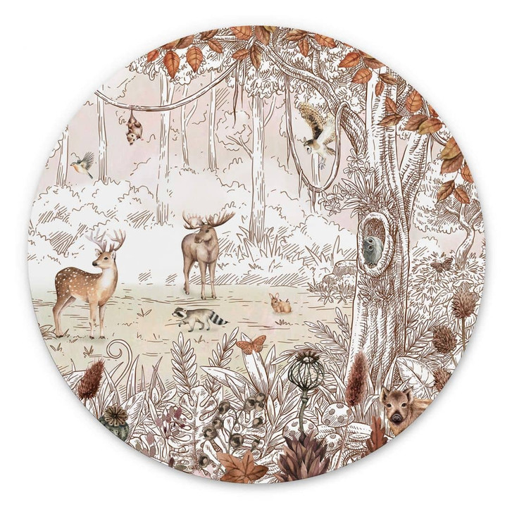 Alu-Dibond Kikki Belle - Waldfreunde Herbst - Rund - WA352099