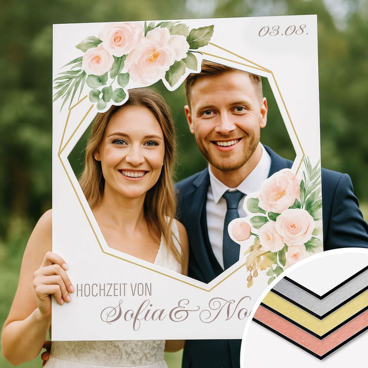 Fotorahmen Hochzeit Romantische Blumen - personalisierbar - WA485066