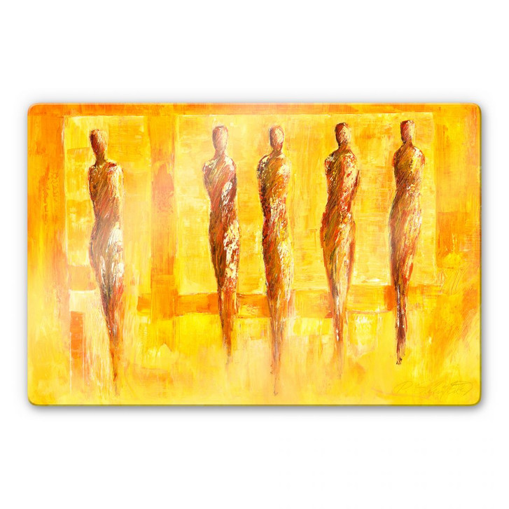 Glasbild Schüssler - Fünf Figuren in Gelb - WA127447
