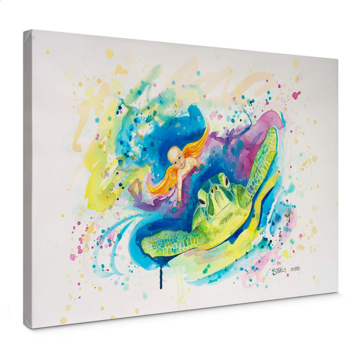 Leinwandbild Buttafly - Endangered green sea turtle - WA359903