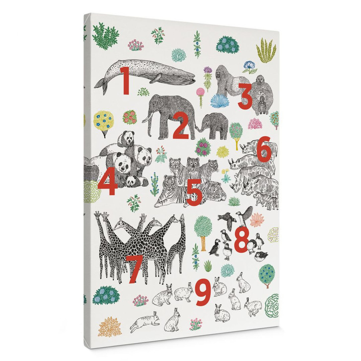 Leinwandbild Kinderzimmer - Illustration von Zootieren mit Zahlen - Walentynowicz - WA426522