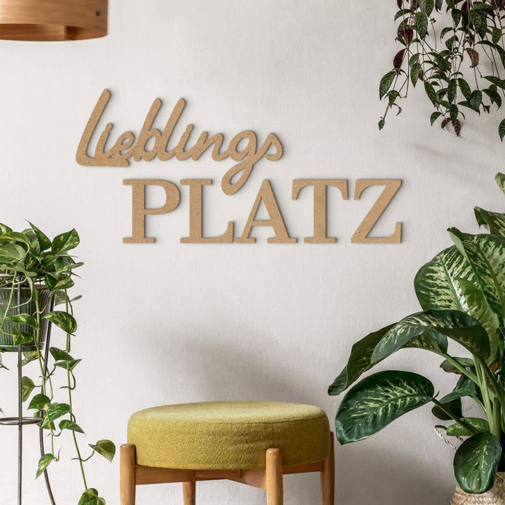 MDF-Deko 3D Schriftzug Lieblingsplatz - Natur - WA405528