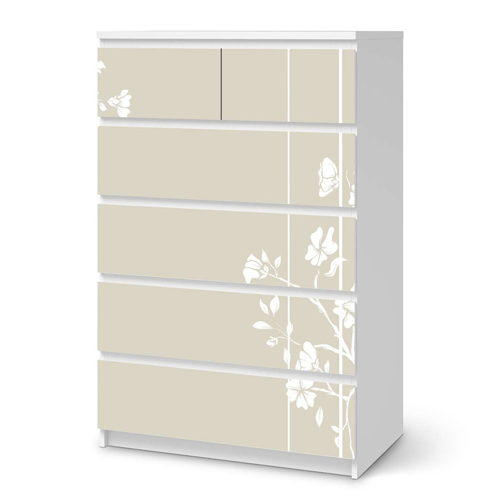 Möbel Klebefolie IKEA Malm Kommode 6 Schubladen (hoch) - Florals Plain 3 - CR113699