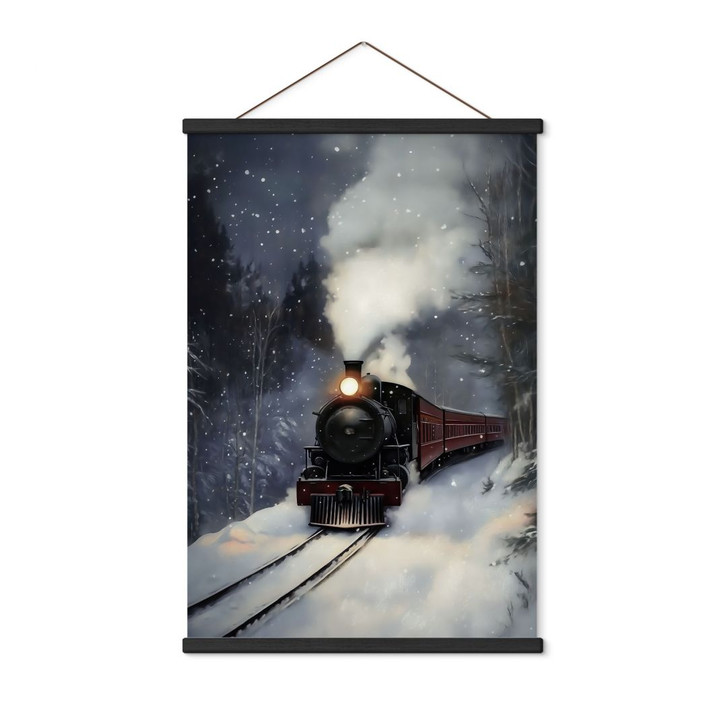 Stoffbild Dampflok im verschneiten Wald - Melloi Art Prints - WA500136