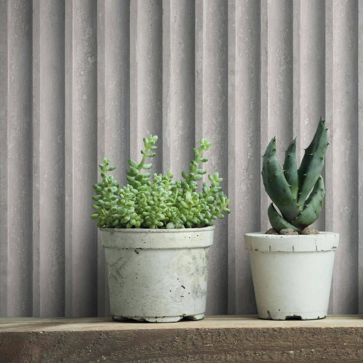 Vliestapete in Grau 3D-Optik Akustikpaneel Optik Holz Streifen Klassisch - WA451193