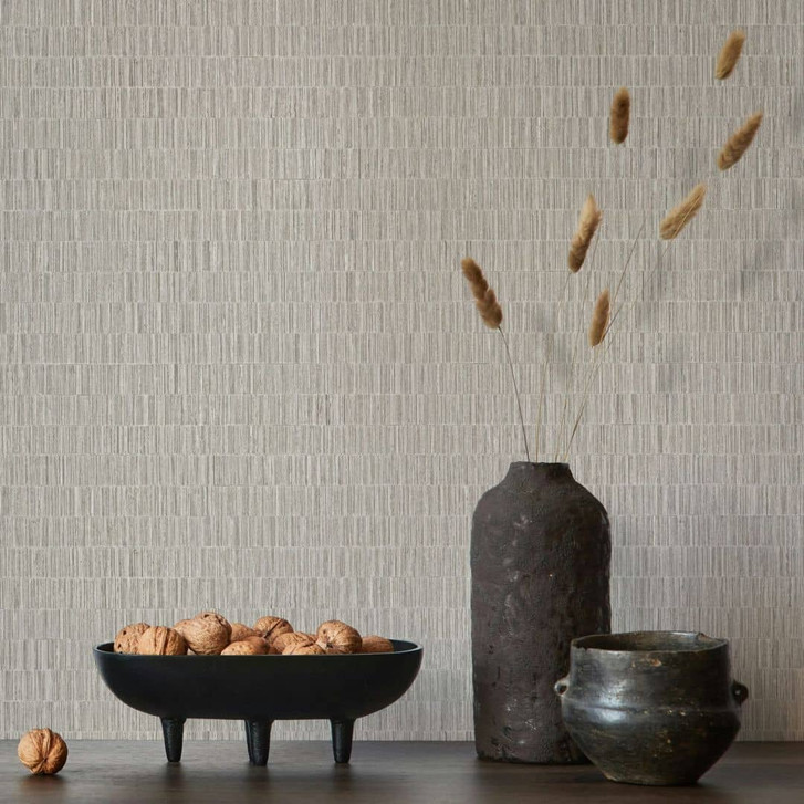 Vliestapete in strukturiertes Kachelmotiv beige, braun Textiloptik - WA450720