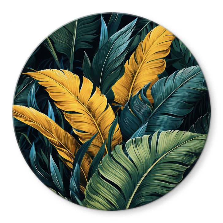 Glasbild Bunte Palmenblätter - Jaszke - Rund - WA399988