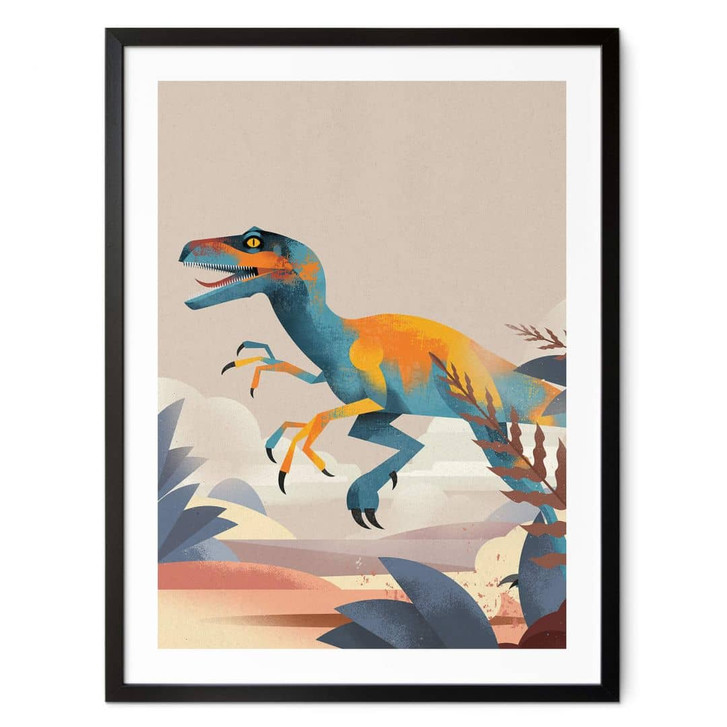 Kinder-Poster Dinosaurier - Velociraptor - Braun - WA408091