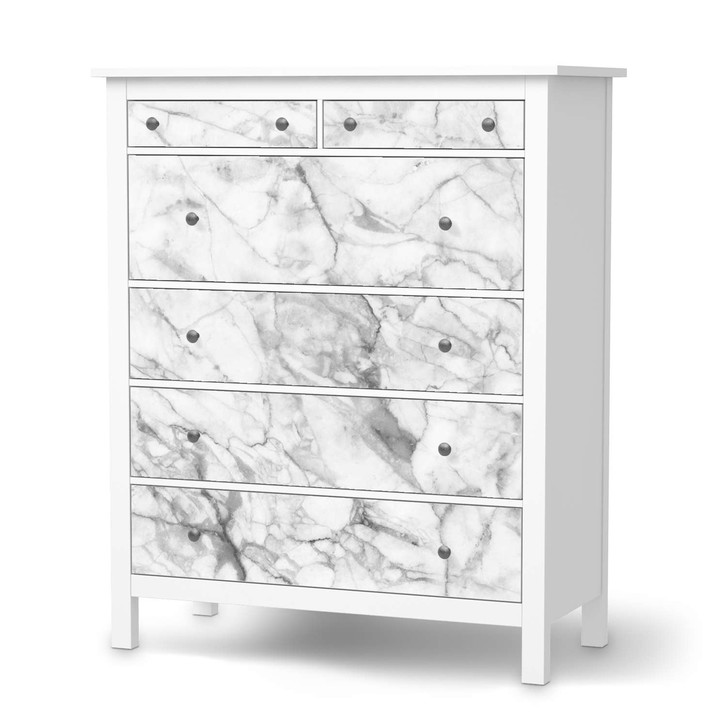 Klebefolie IKEA Hemnes Kommode 6 Schubladen - Marmor weiss - CR111385