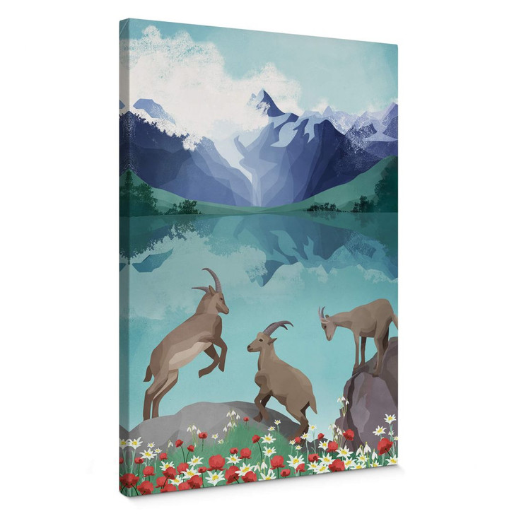 Leinwandbild Goed Blauw - Steinböcke in den Bergen - WA363917