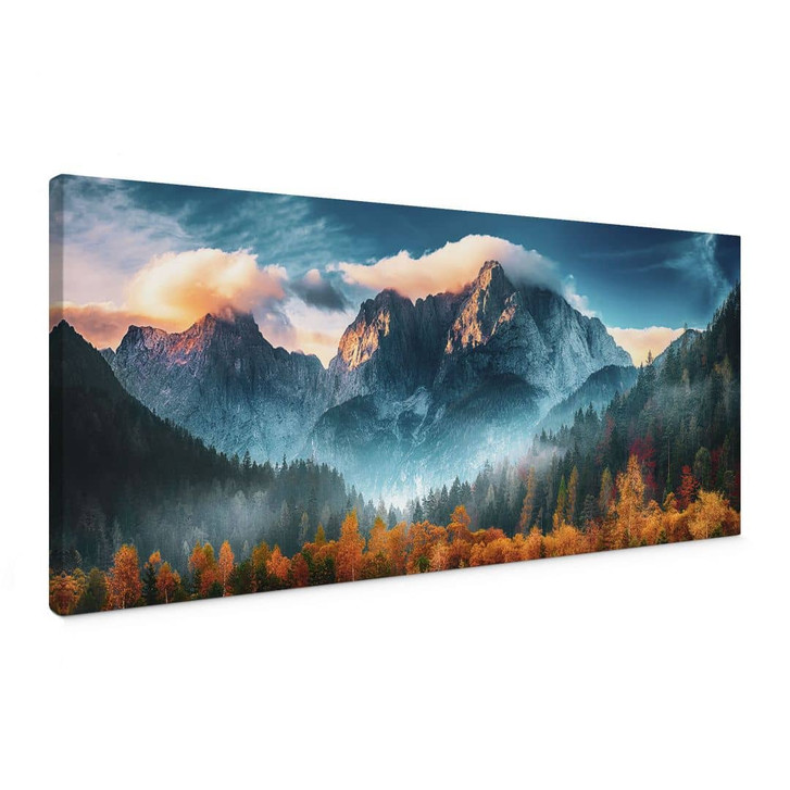 Leinwandbild Herbstliche Landschaft am Gipfel Triglav in den Julischen Alpen - Panorama - WA432987