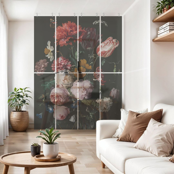 Raumteiler, Paravent, Sichtschutz hängend Stillleben mit Blumen in einer Glasvase - Heem - WA449393