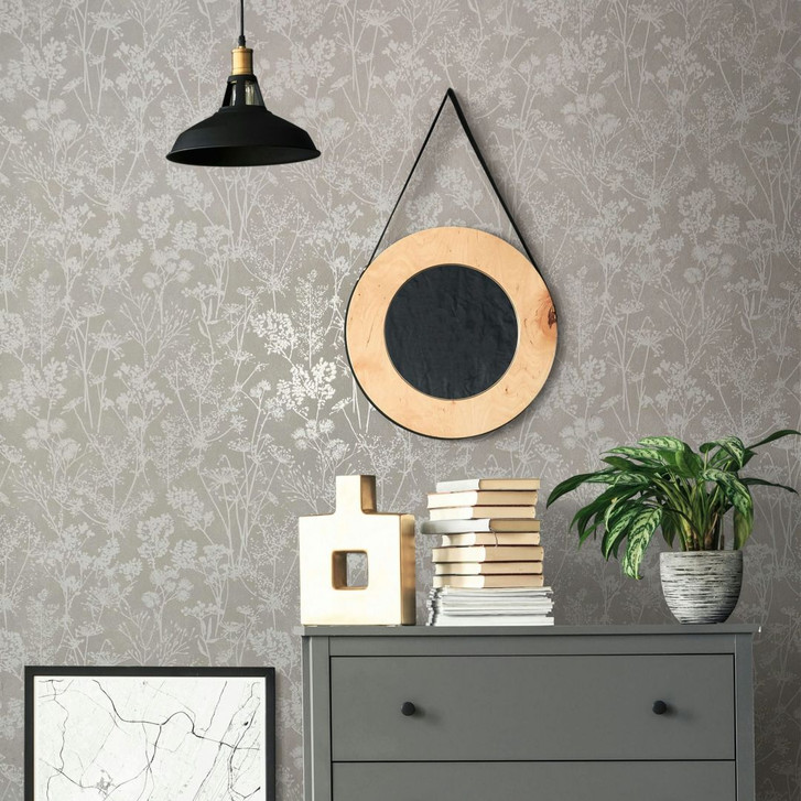 Vliestapete in grau Blattmotiv Blätteroptik Floral Natur - WA451435