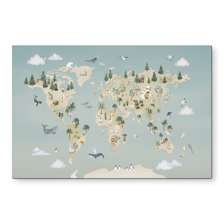 Wandbild Weltkarte - Welt der Tiere - Oliver Robins - Alu-Dibond - WA512780