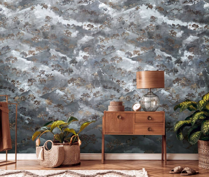 Fototapete Abstrakt blau grau - Vliestapete Kunst Livingwalls - matt und glatt - WA396546