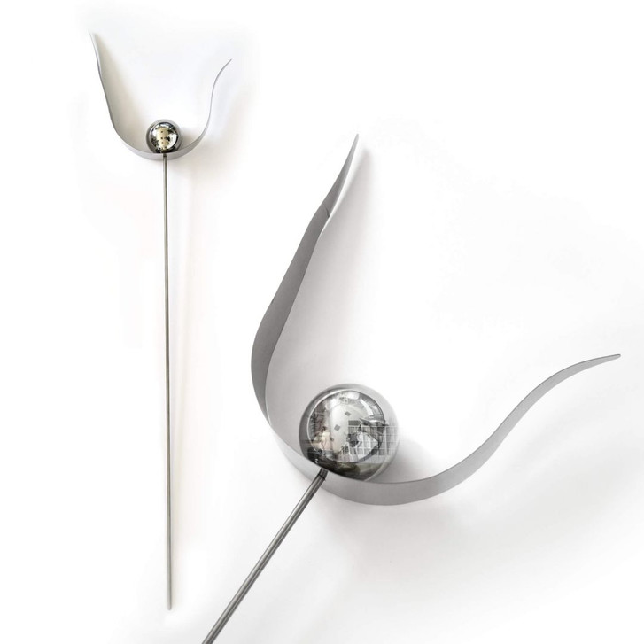 Gartenstecker Glänzender Edelstahl Kugel Metall Gartendeko - 110 cm - WA419969