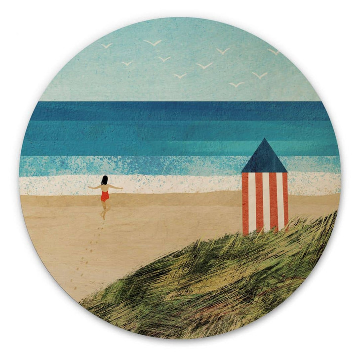 Holzbild Urlaub am Meer mit Dünenblick - Rivers - Rund - WA472006