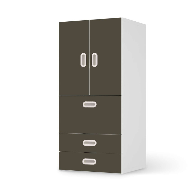 Möbelfolie IKEA Stuva / Fritids - 3 Schubladen und 2 kleinen Türen - Braungrau Dark - CR117548