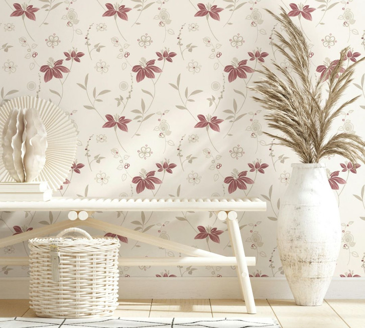 Papiertapete Floral Romantisch in Weiss - WA508587