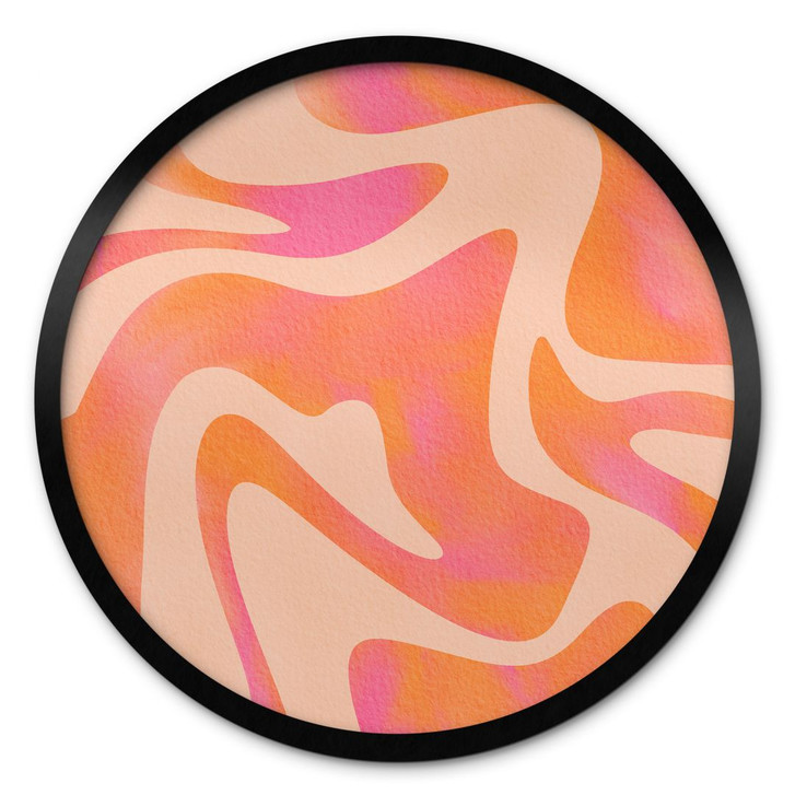 Poster Abstrakte Wellen in Orange-pink - Bloom - Rund - WA407337