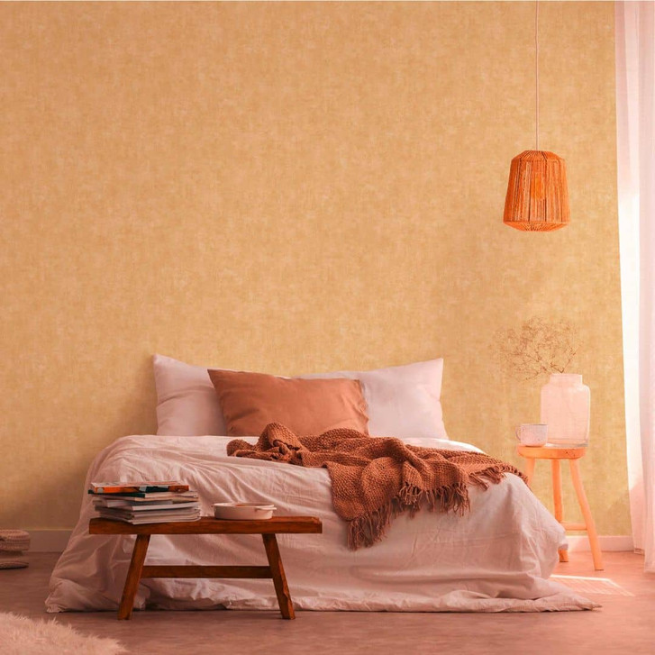 Unitapete Gelb Gold - Einfarbige Vliestapete Küche - Tapete Wohnzimmer Flur - WA395908