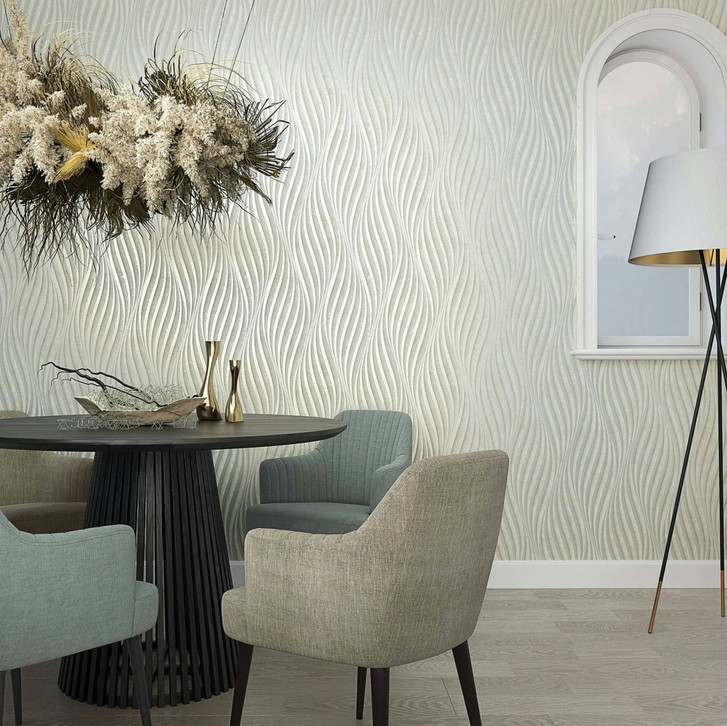 Vliestapete mit geschwungenen glänzenden Streifen grau Muster - WA450489