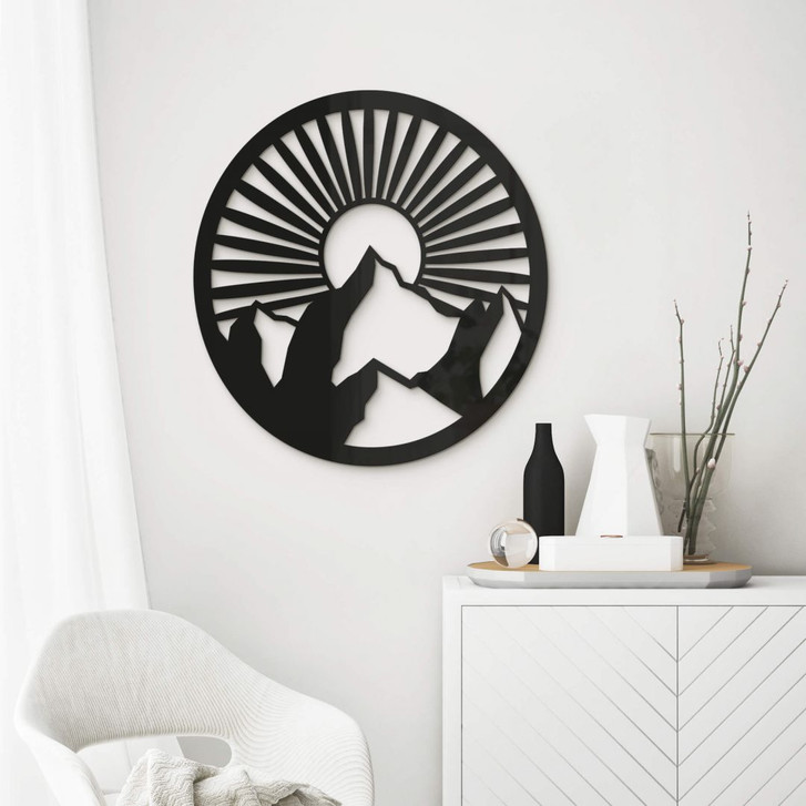 Acryldeko Berglandschaft im Sonnenuntergang - Rund - WA351425