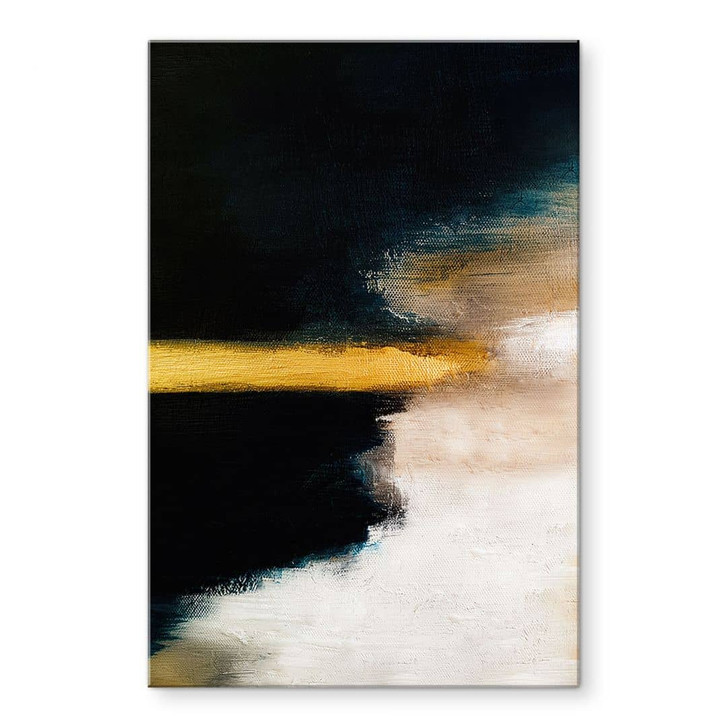 Acrylglasbild Pinselstriche Gold und Schwarz - Haniff - WA479098