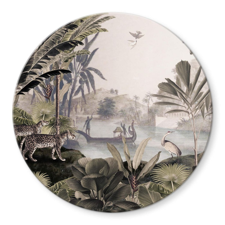 Glasbild Sir Edward - Landschaft mit Leoparden - Rund - WA354167