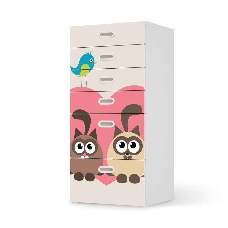 Klebefolie IKEA Stuva / Fritids Kommode - 6 Schubladen - Cats Heart - CR110170