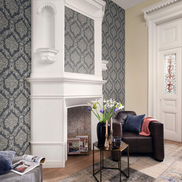 Rasch Vliestapete Saphira anthrazit, graublau - WA391848