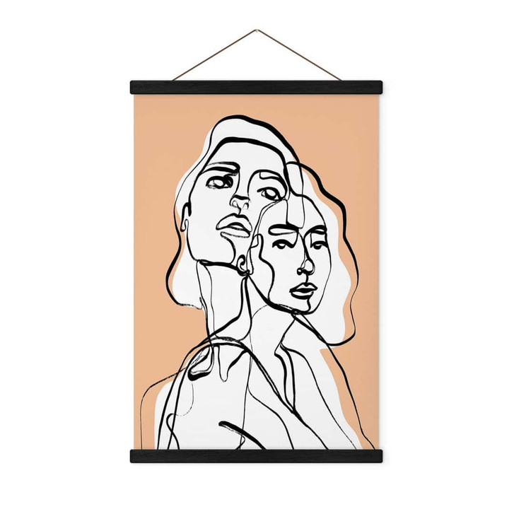 Stoffbild Line Art Porträt von zwei Frauen - Treechild - WA411762