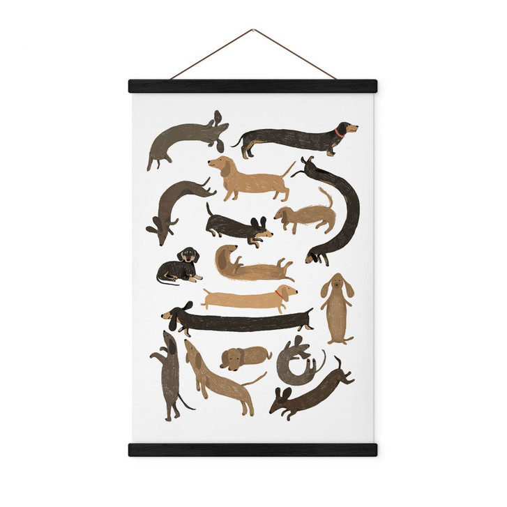 Stoffbilder Verspielte Dackel - Hunde Illustration - Melin - WA500004